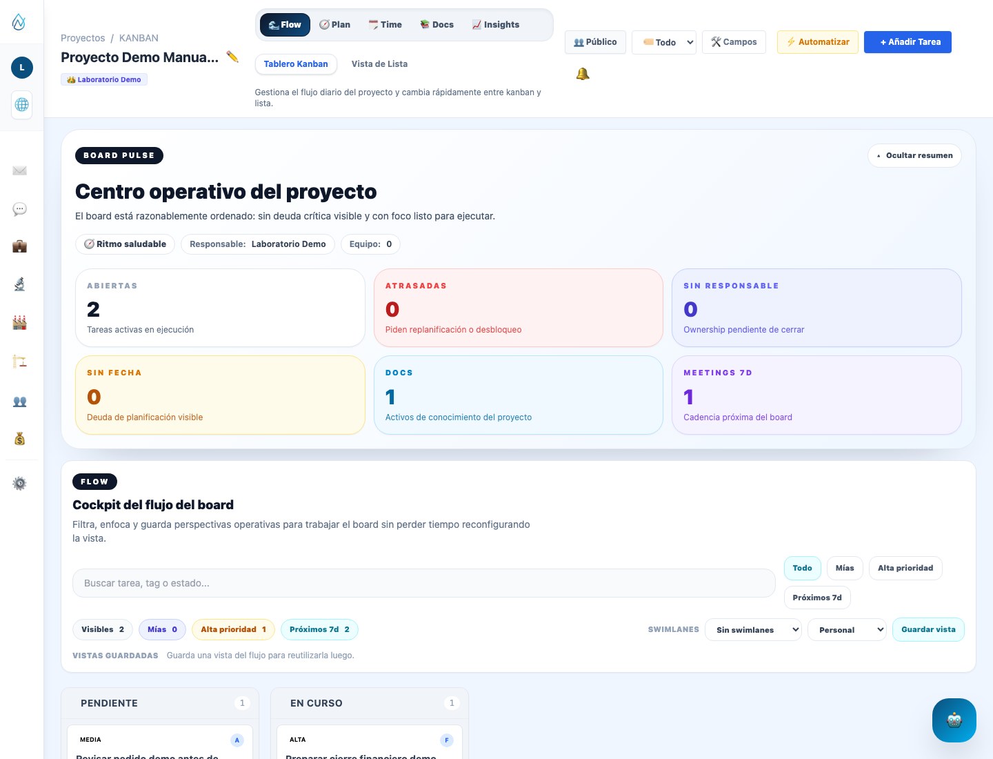 AquaVerify work board and task management screen